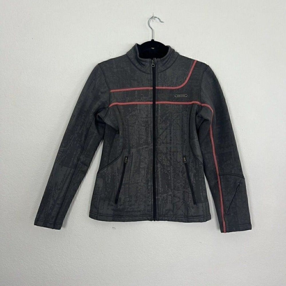 Under Armour Womens Gray & Pink Fleece Lined Jacket Full Zip Long Sleeve Sporty